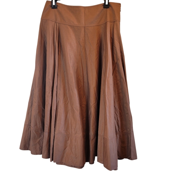 Lauren Ralph Lauren Dresses & Skirts - Vintage Lauren Ralph Lauren Brown Cotton A-line Midi Circle Skirt